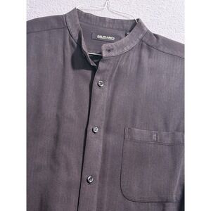 Murano Banded Collar Men's Medium Shirt (Black) Button-Up Long Sleeves MED‎